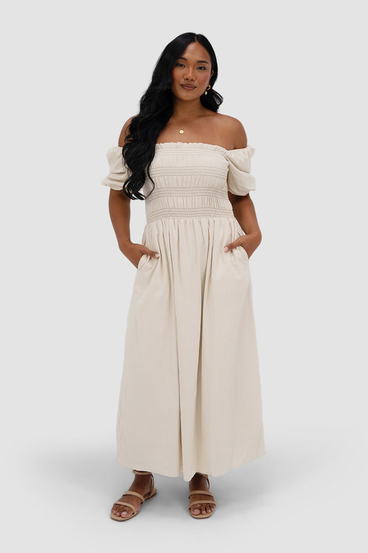 ISMAE MAXI DRESS NEUTRAL - Fayt The Label