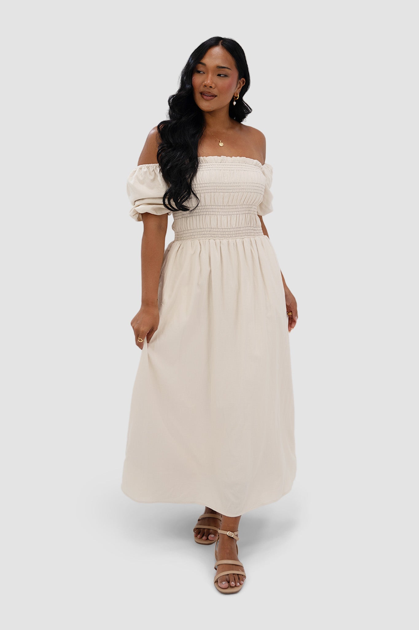 ISMAE MAXI DRESS NEUTRAL - Fayt The Label