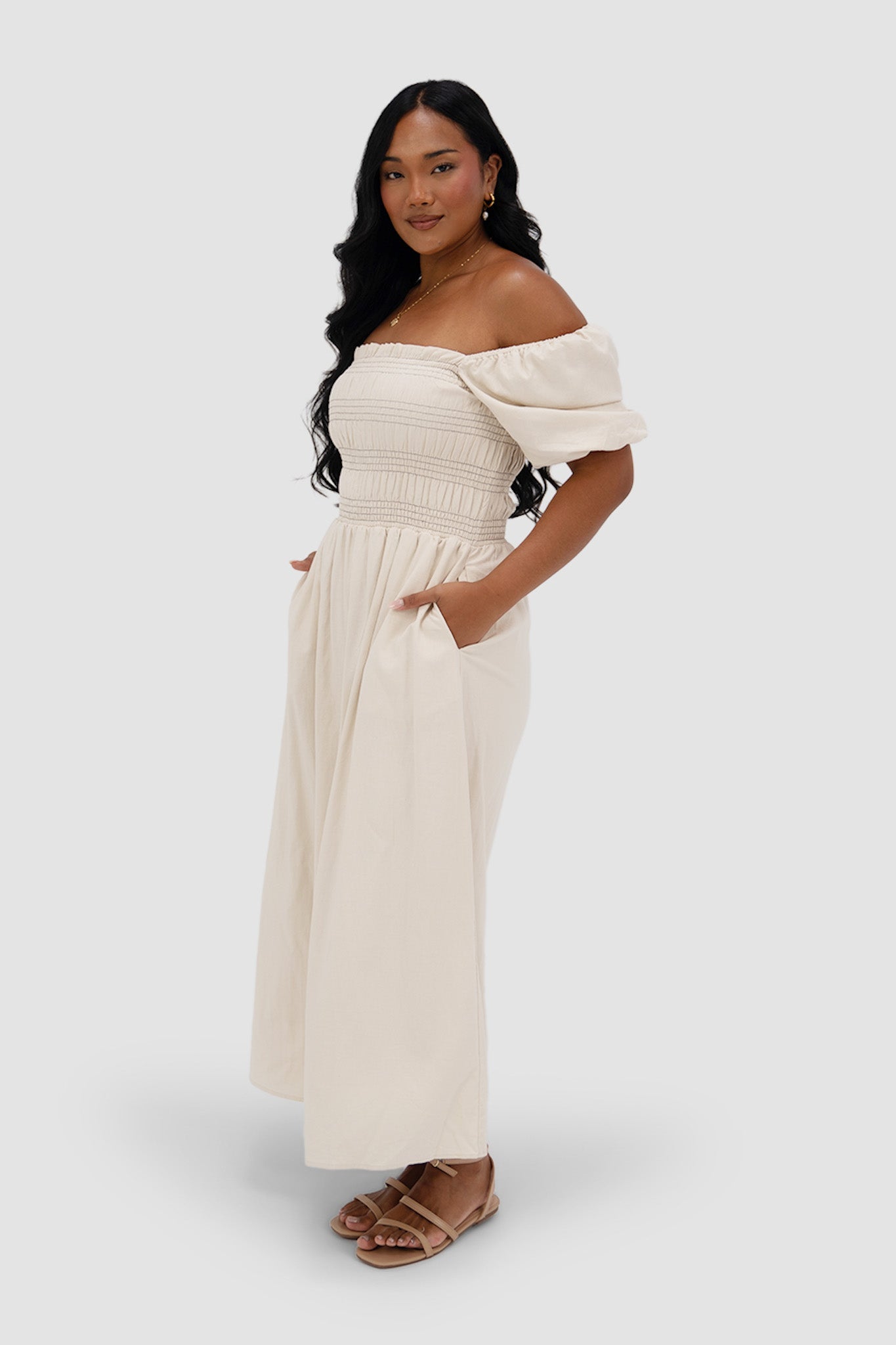 ISMAE MAXI DRESS NEUTRAL - Fayt The Label