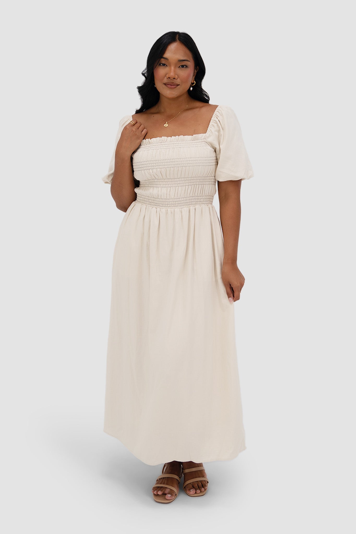 ISMAE MAXI DRESS NEUTRAL - Fayt The Label