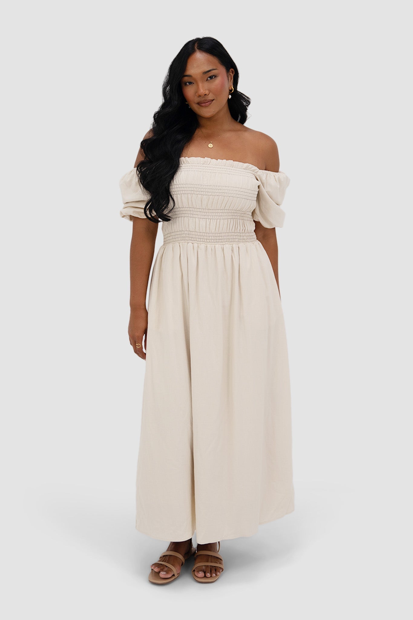 ISMAE MAXI DRESS NEUTRAL - Fayt The Label