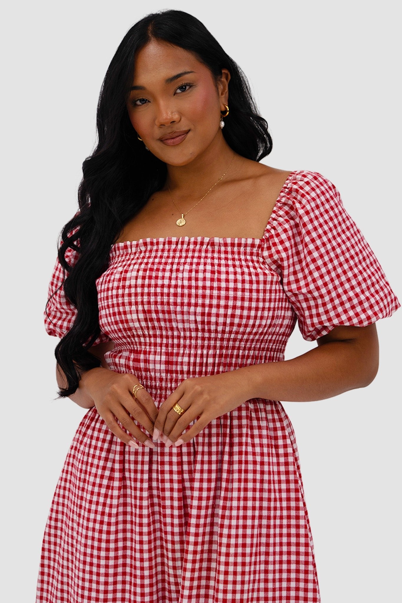 ISMAE MAXI DRESS RED GINGHAM - Fayt The Label