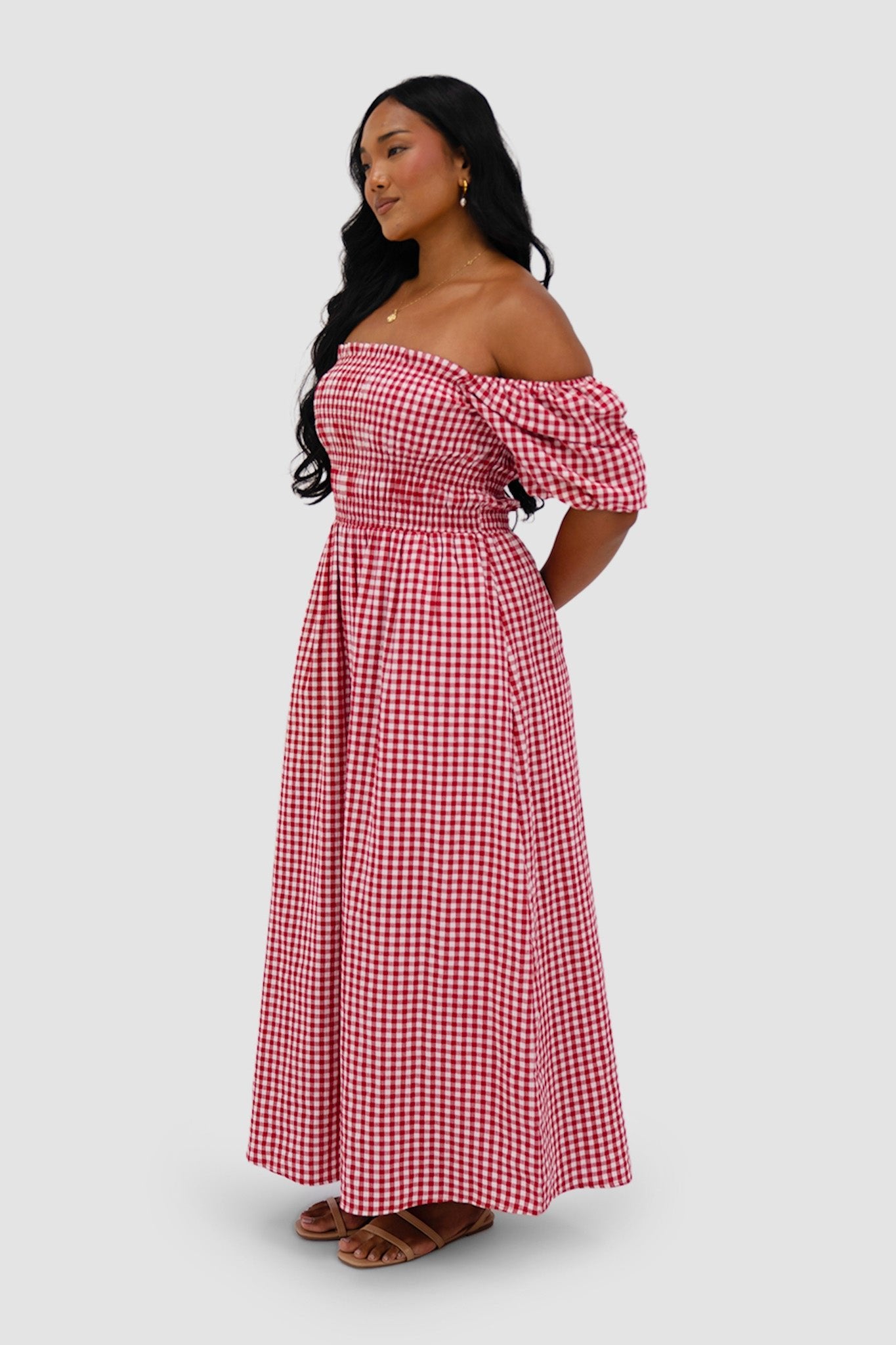 ISMAE MAXI DRESS RED GINGHAM - Fayt The Label