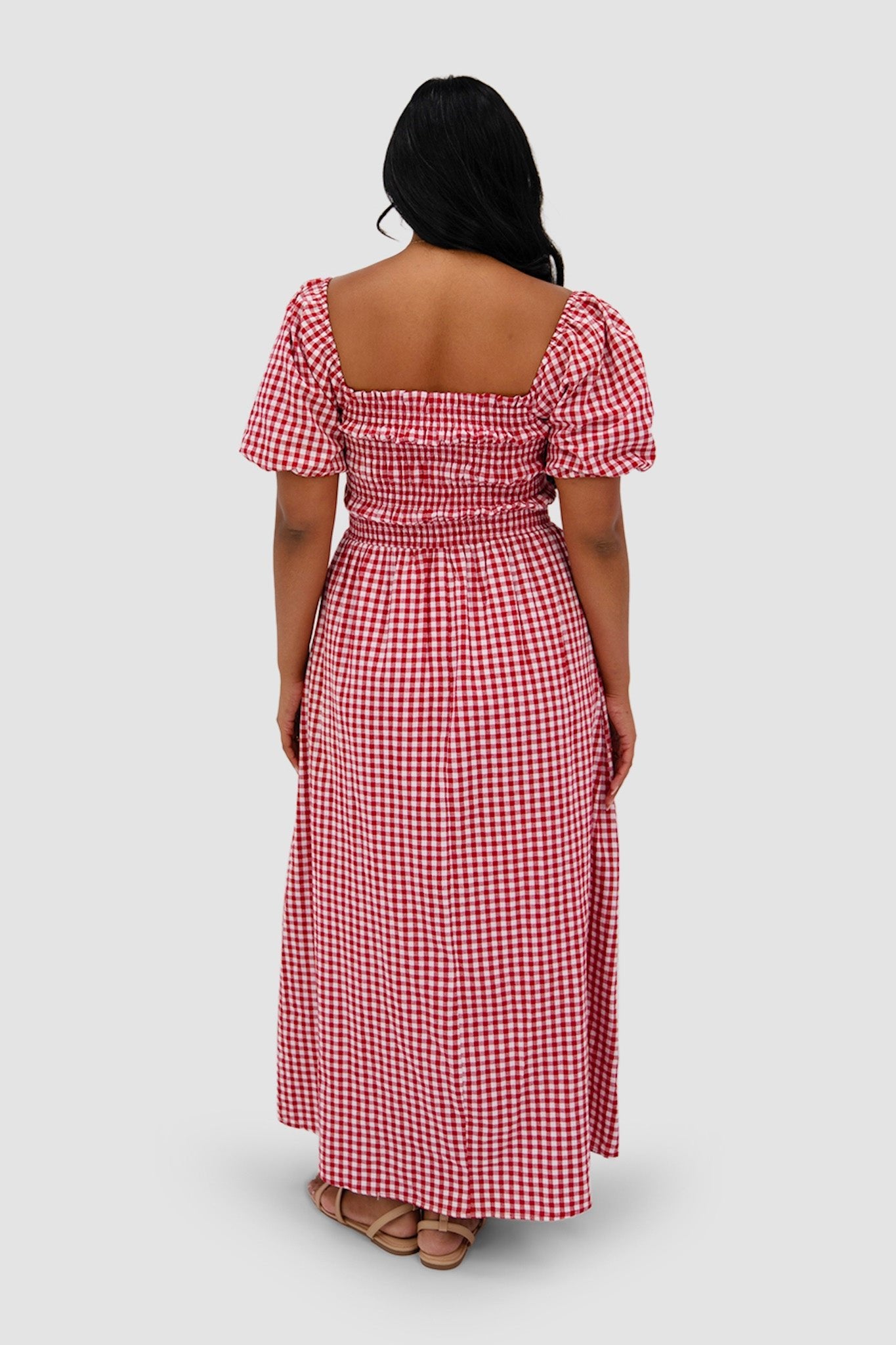 ISMAE MAXI DRESS RED GINGHAM - Fayt The Label