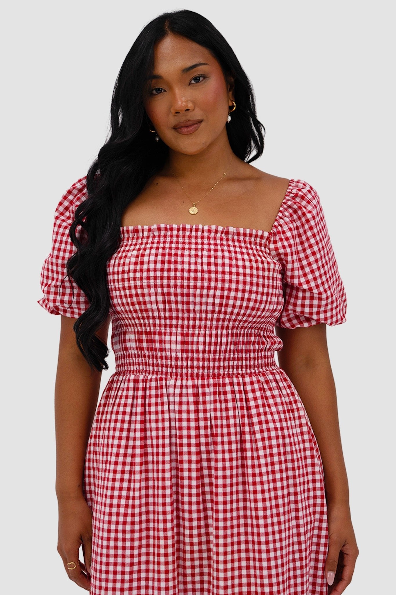 ISMAE MAXI DRESS RED GINGHAM - Fayt The Label