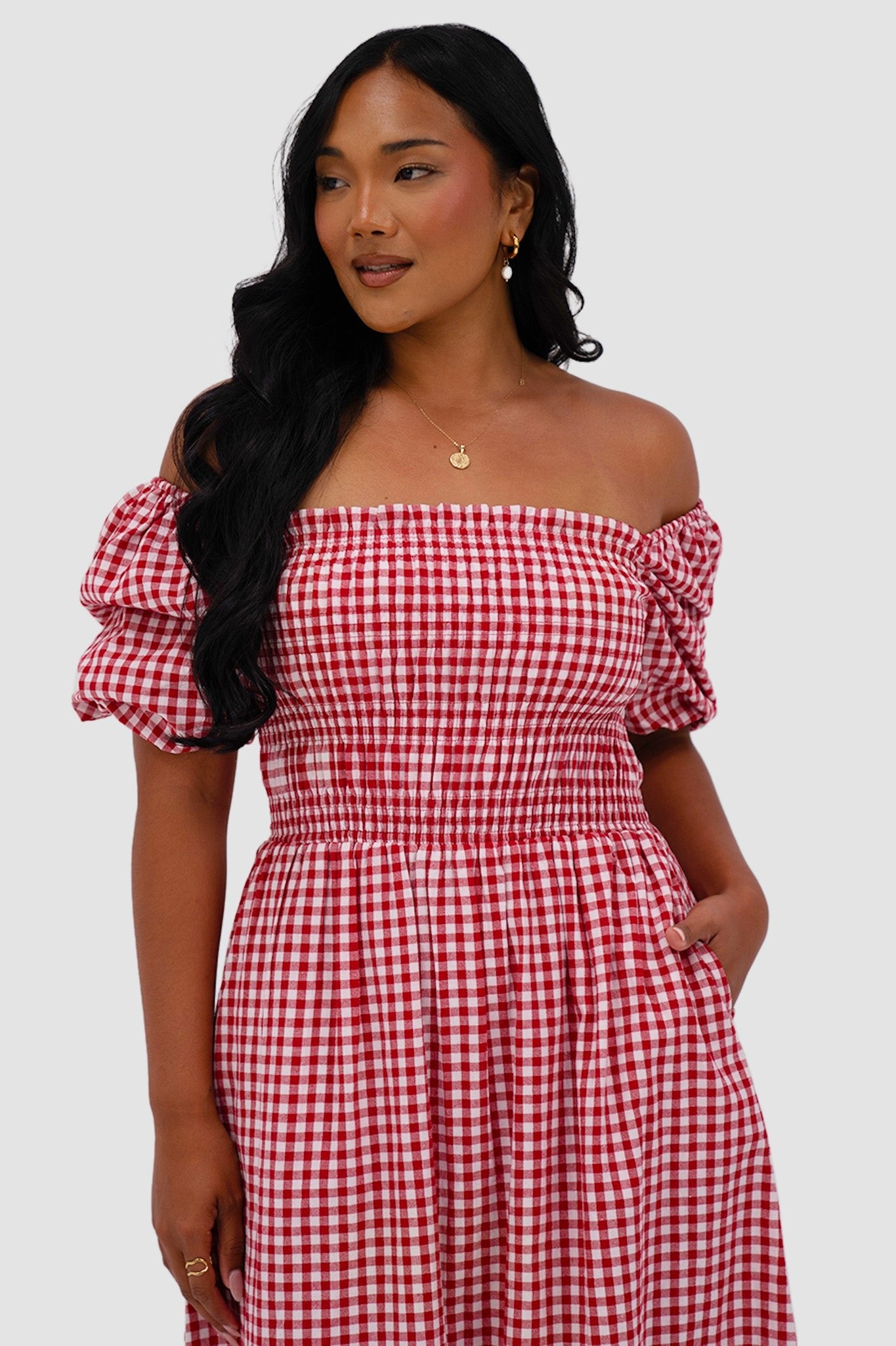 ISMAE MAXI DRESS RED GINGHAM - Fayt The Label