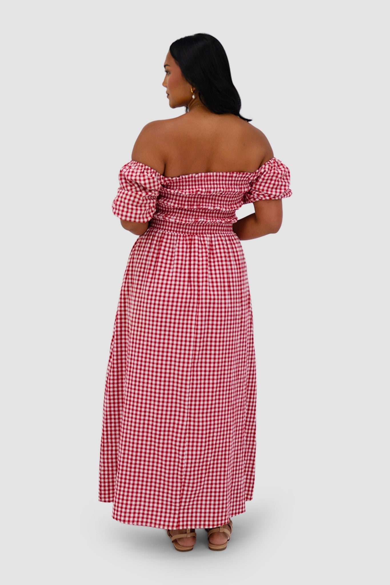 ISMAE MAXI DRESS RED GINGHAM - Fayt The Label