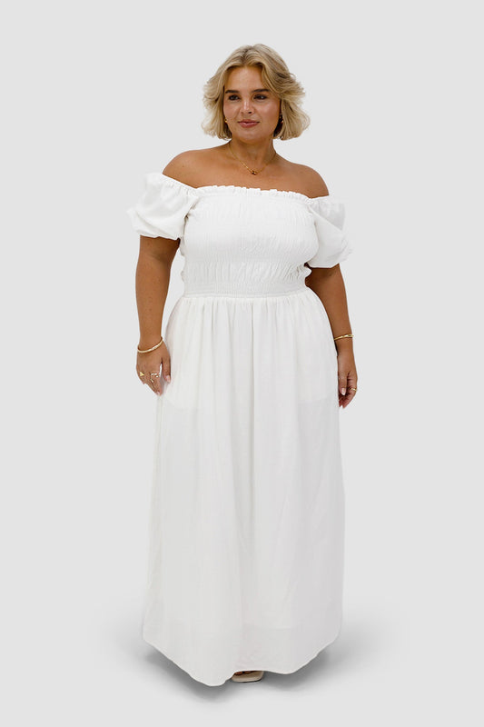 ISMAE MAXI DRESS WHITE - Fayt The Label