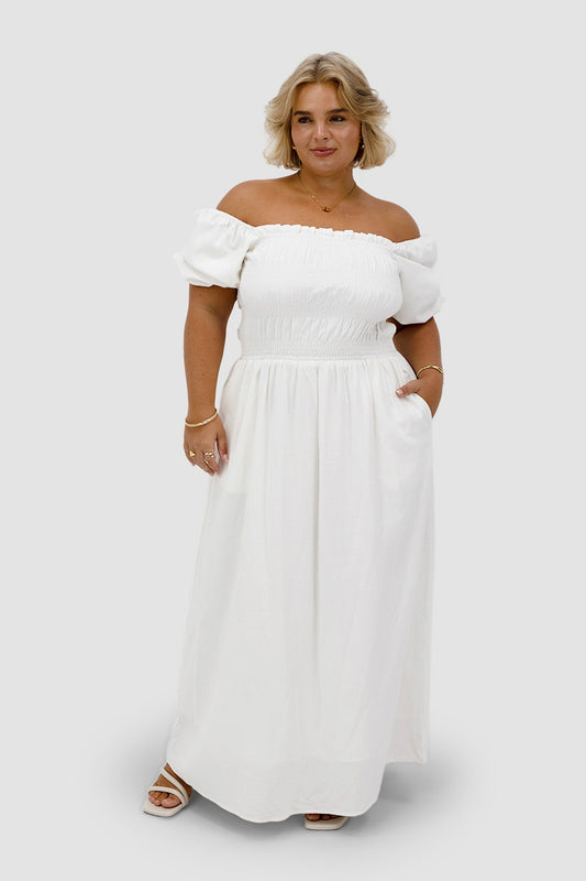 ISMAE MAXI DRESS WHITE - Fayt The Label