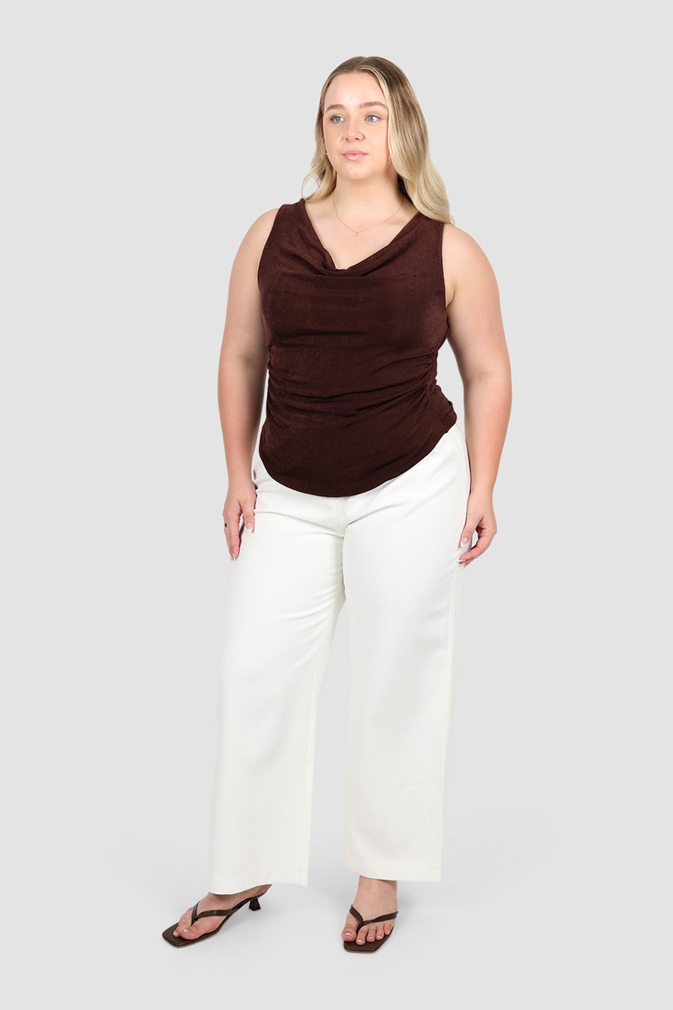 IVES COWL NECK TOP CHOC - Fayt The Label