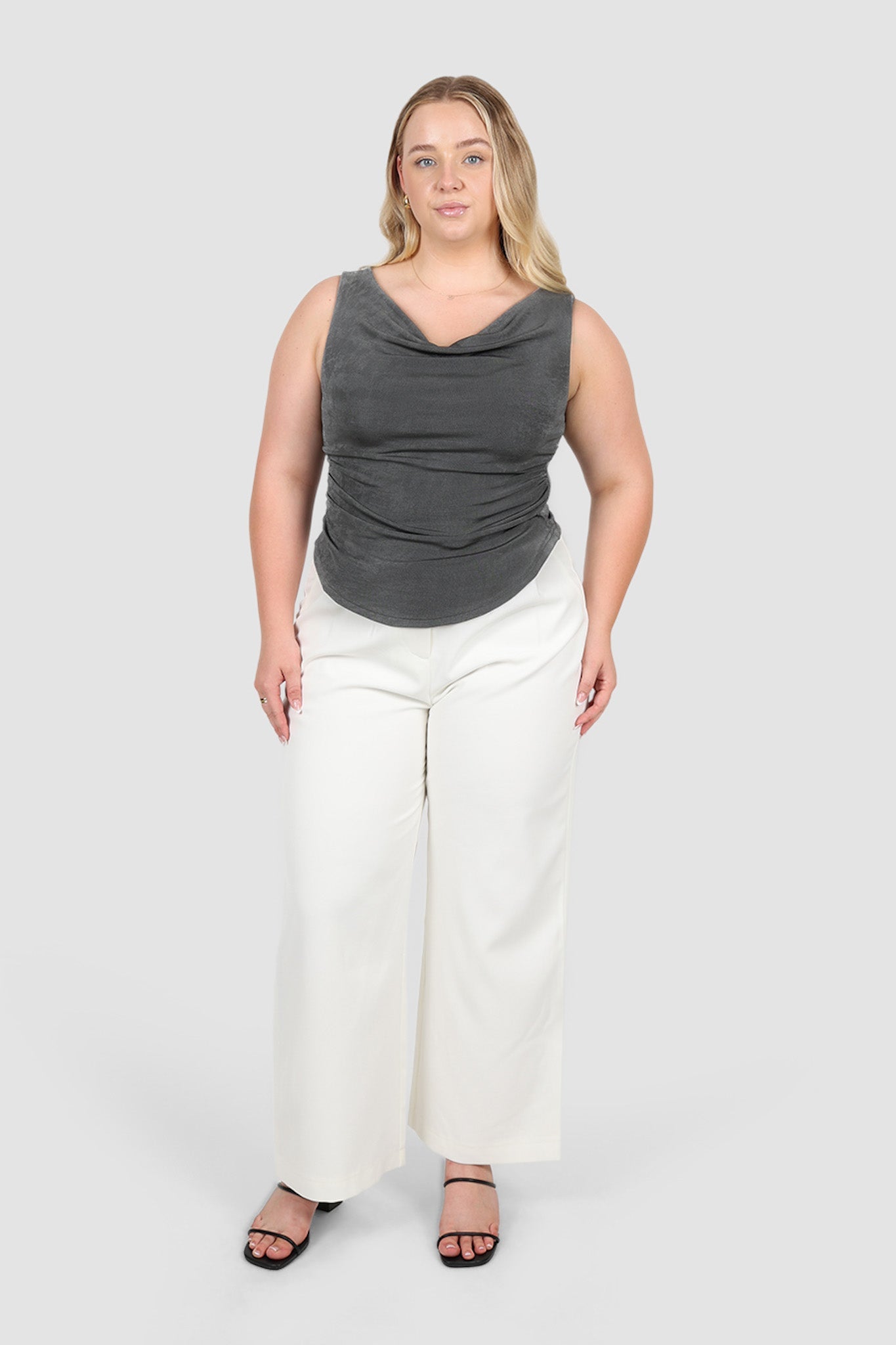 IVES COWL NECK TOP GUNMETAL - Fayt The Label