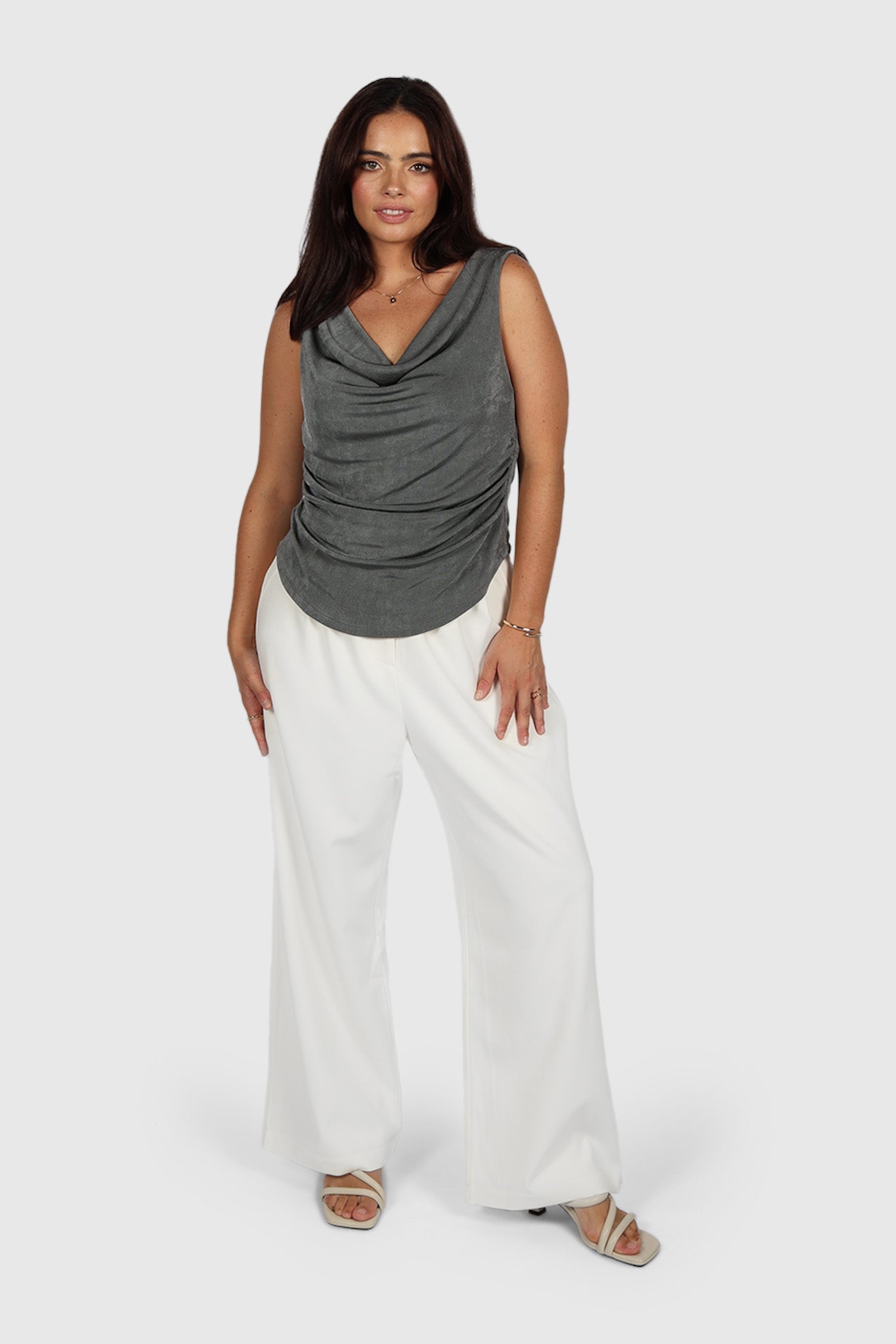 IVES COWL NECK TOP GUNMETAL - Fayt The Label