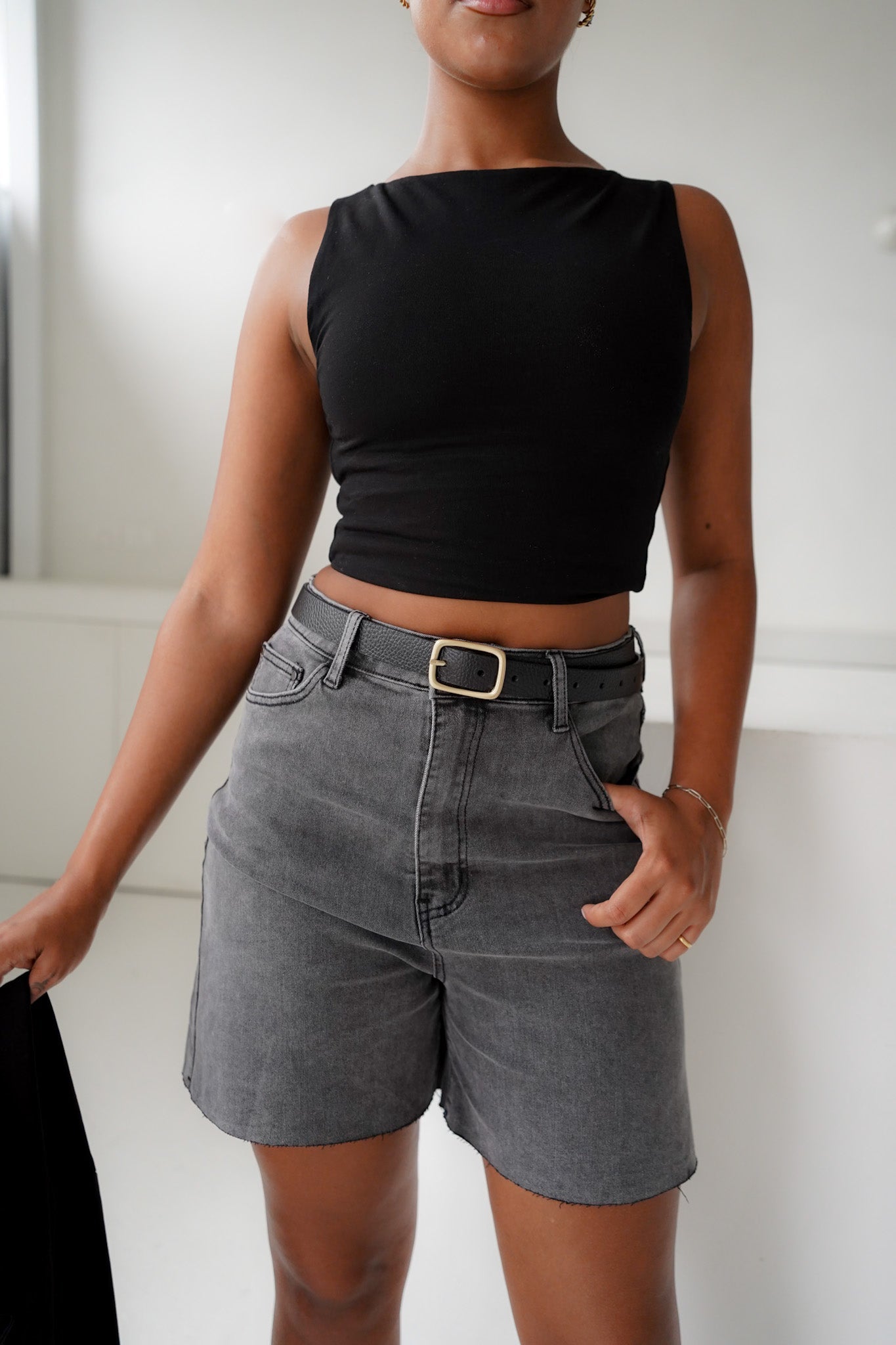 JAGGER DENIM SHORT GREY WASH - Fayt The Label