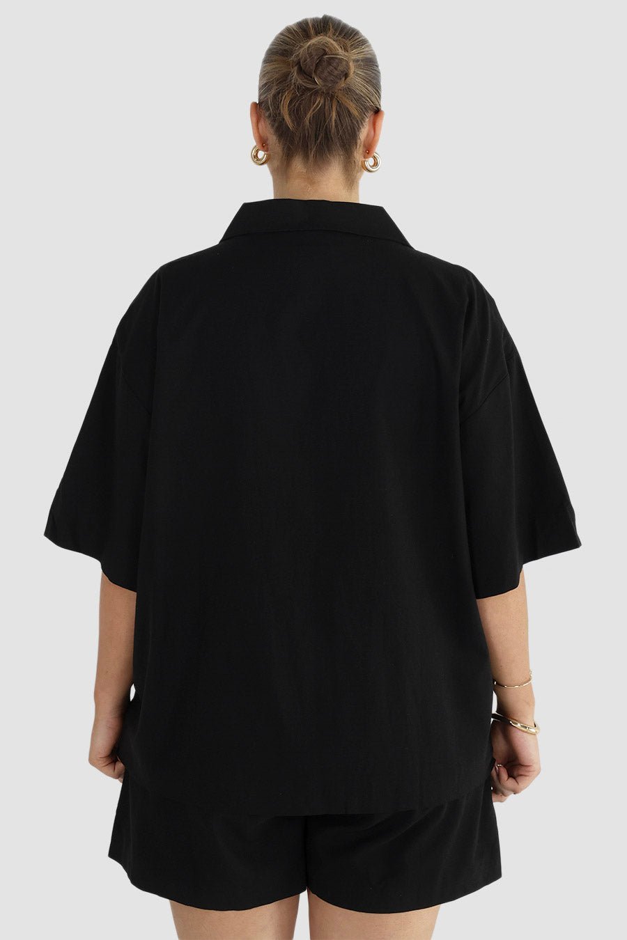 JUNIE OVERSIZED LINEN BLEND SHIRT BLACK - Fayt The Label