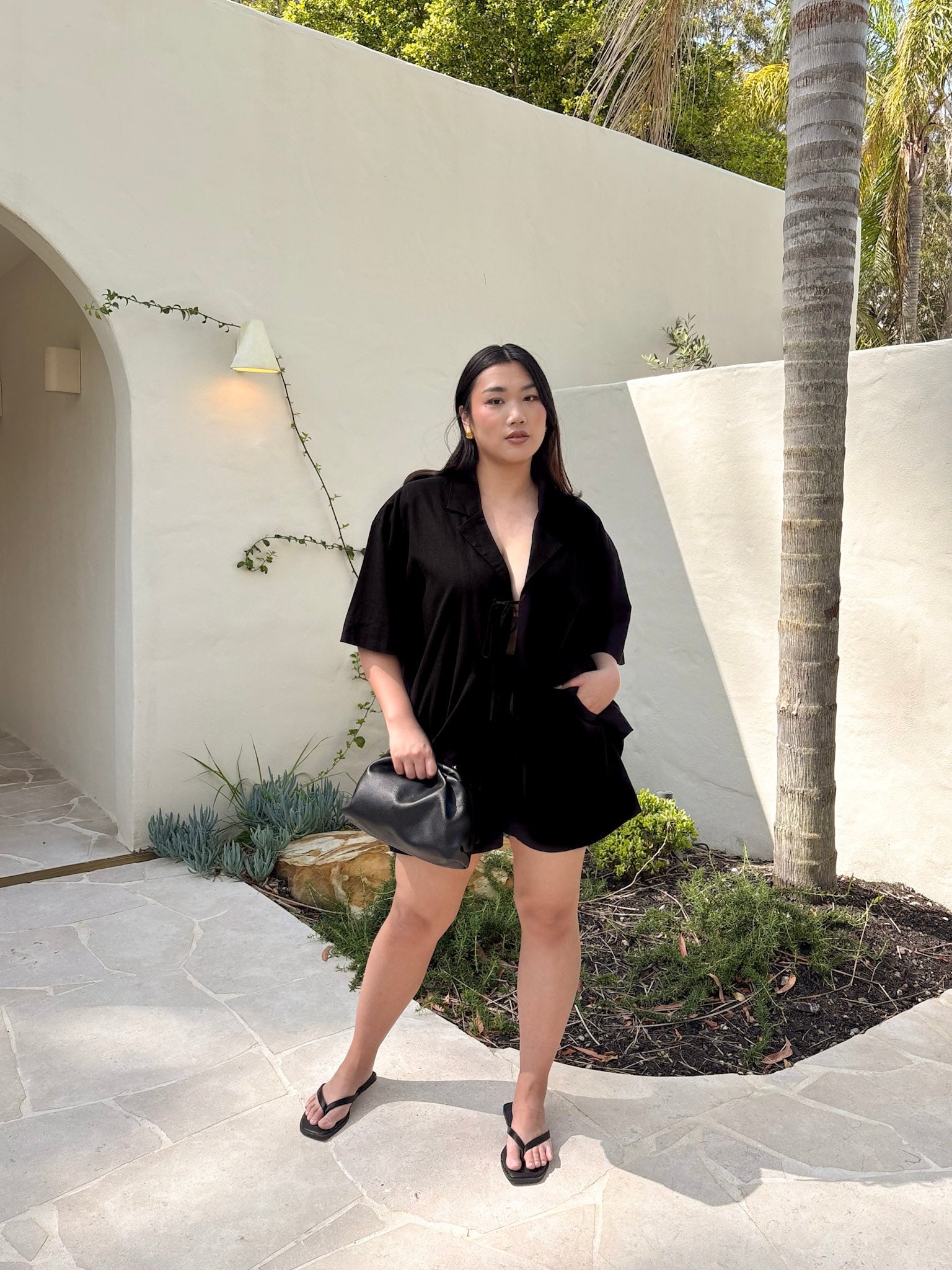 JUNIE OVERSIZED LINEN BLEND SHIRT BLACK - Fayt The Label