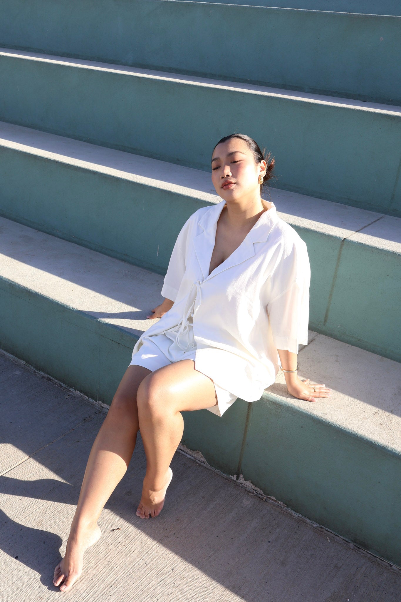 JUNIE OVERSIZED LINEN BLEND SHIRT WHITE - Fayt The Label