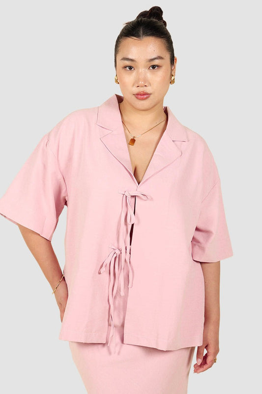 JUNIE OVERSIZED SHIRT PINK - Fayt The Label