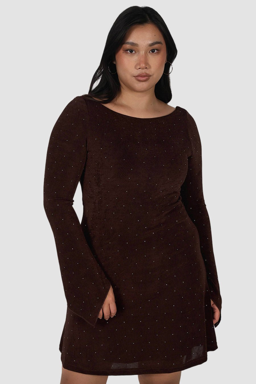 KENZIE MINI DRESS ESPRESSO SPARKLE - Fayt The Label