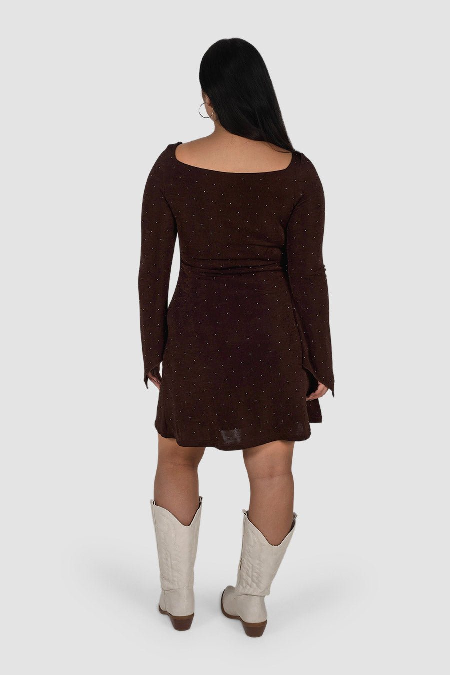 KENZIE MINI DRESS ESPRESSO SPARKLE - Fayt The Label