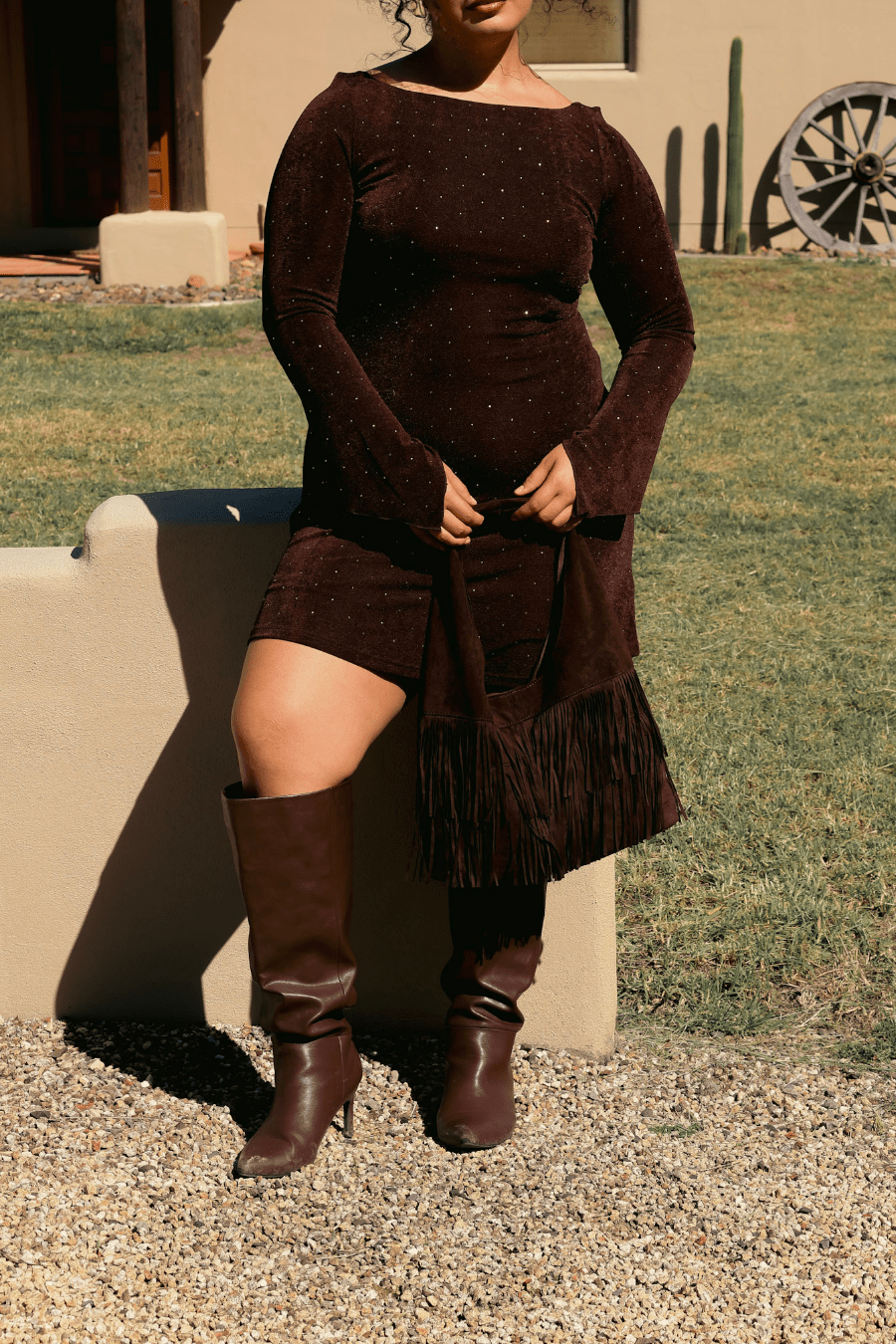 KENZIE MINI DRESS ESPRESSO SPARKLE - Fayt The Label