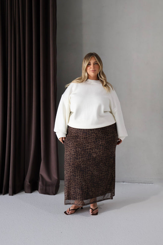 LALITA MAXI SKIRT CHOC LEOPARD - Fayt The Label