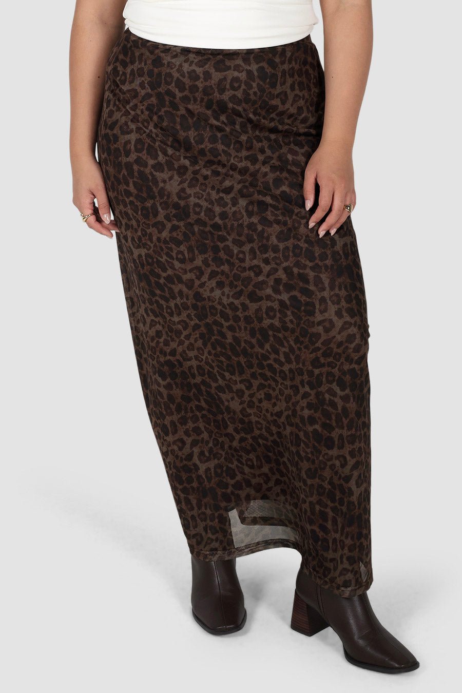 LALITA MAXI SKIRT CHOC LEOPARD - Fayt The Label
