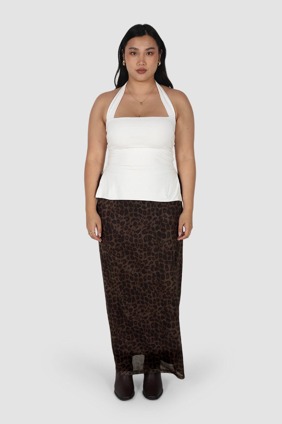 LALITA MAXI SKIRT CHOC LEOPARD - Fayt The Label