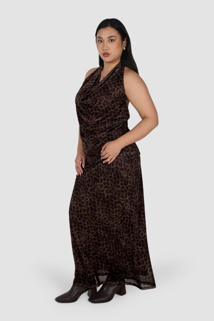 LALITA MAXI SKIRT CHOC LEOPARD - Fayt The Label