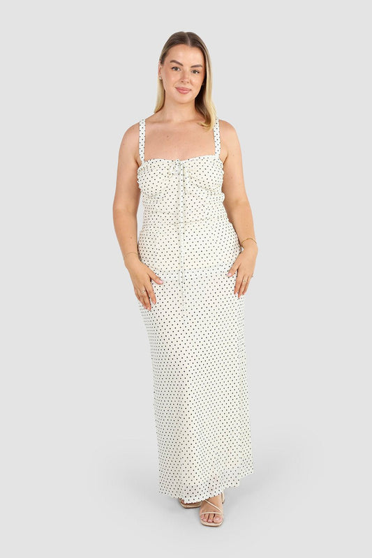LALITA MAXI SKIRT WHITE SPOT - Fayt The Label