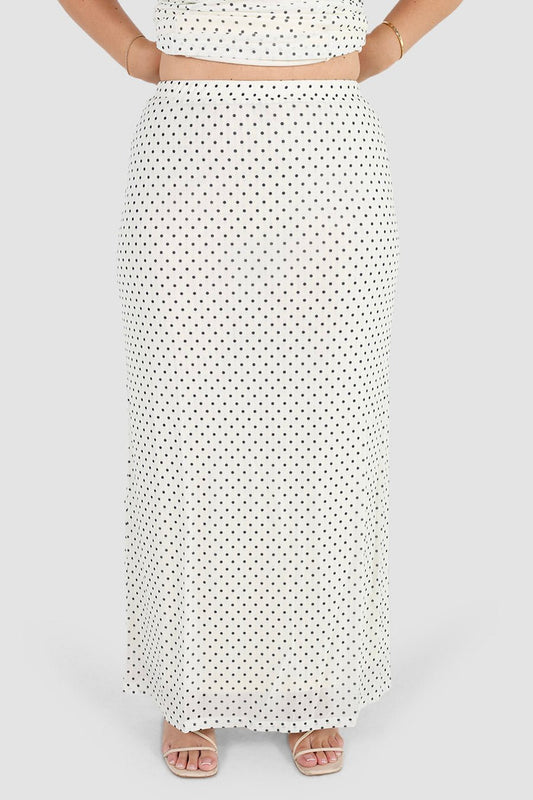 LALITA MAXI SKIRT WHITE SPOT - Fayt The Label