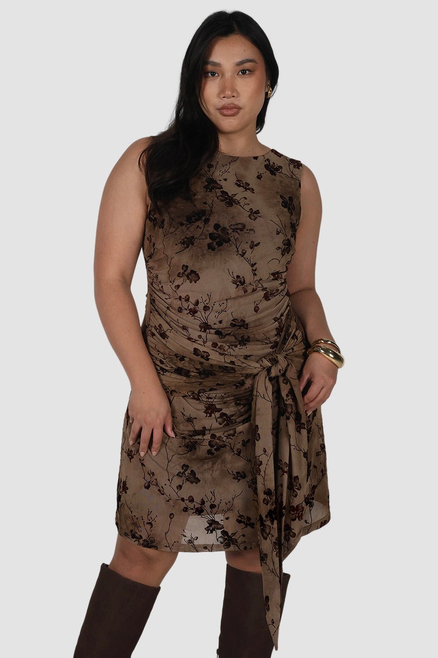 LISETTE MINI DRESS SEPIA PETAL - Fayt The Label