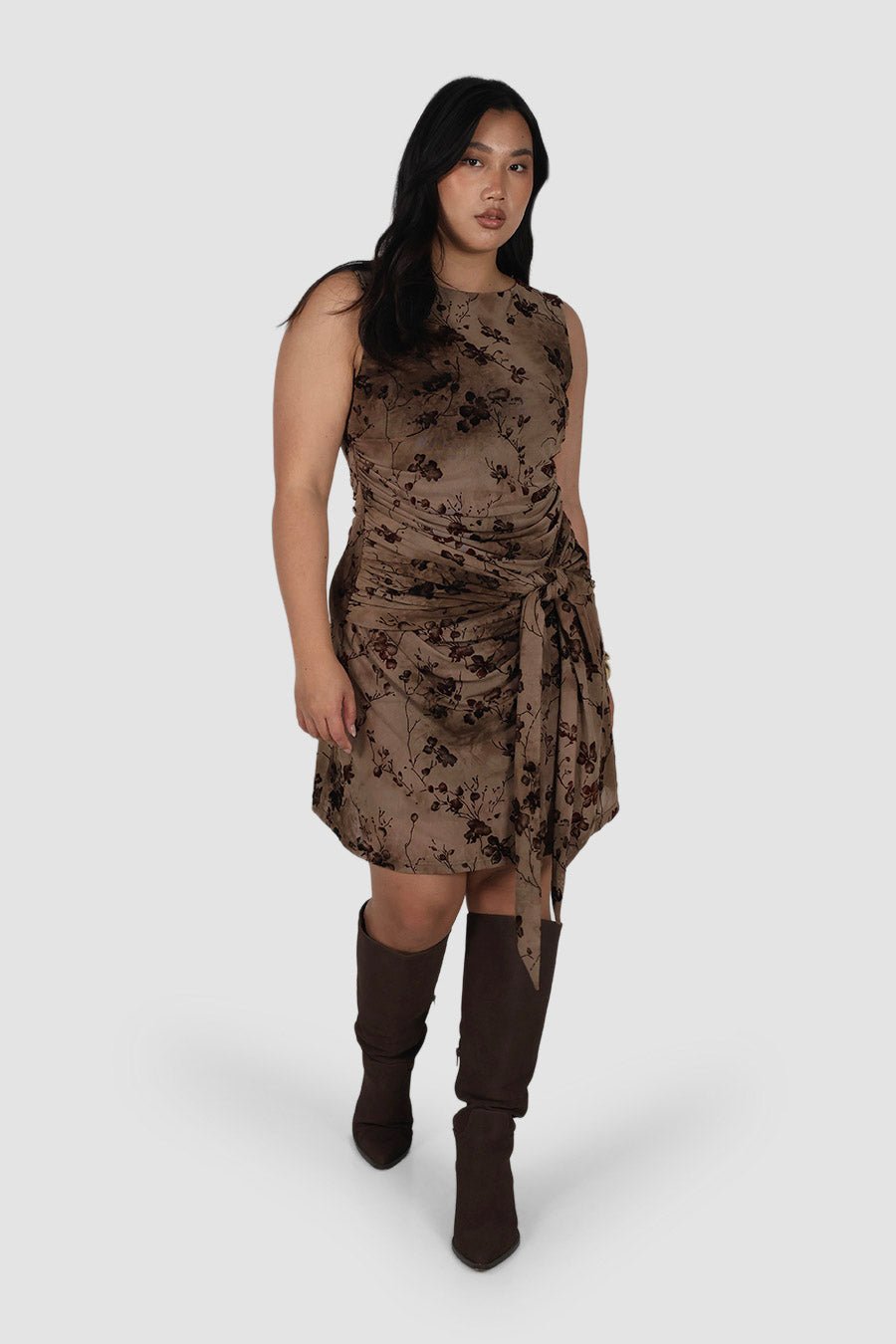 LISETTE MINI DRESS SEPIA PETAL - Fayt The Label