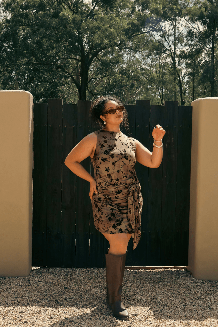 LISETTE MINI DRESS SEPIA PETAL - Fayt The Label