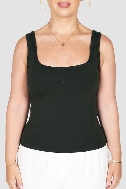 LOGO BUTTERY TANK DEEP FOREST GREEN - Fayt The Label