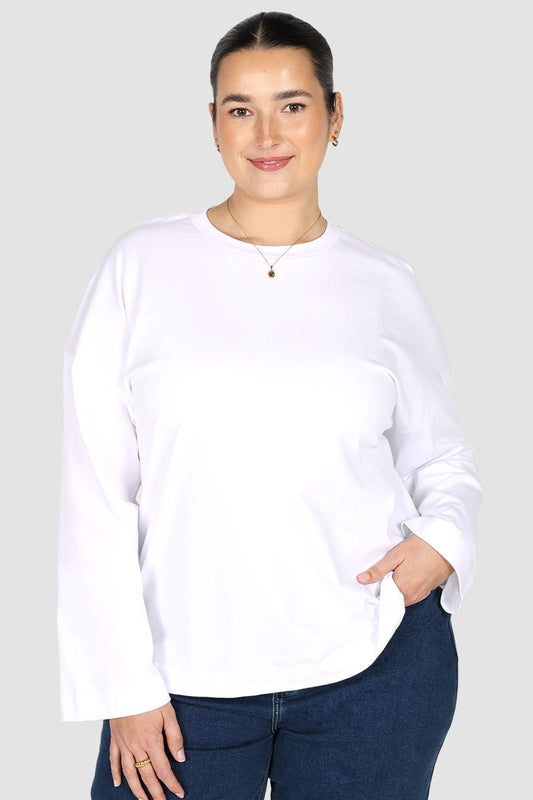 LONG SLEEVE SIGNATURE TEE WHITE - Fayt The Label
