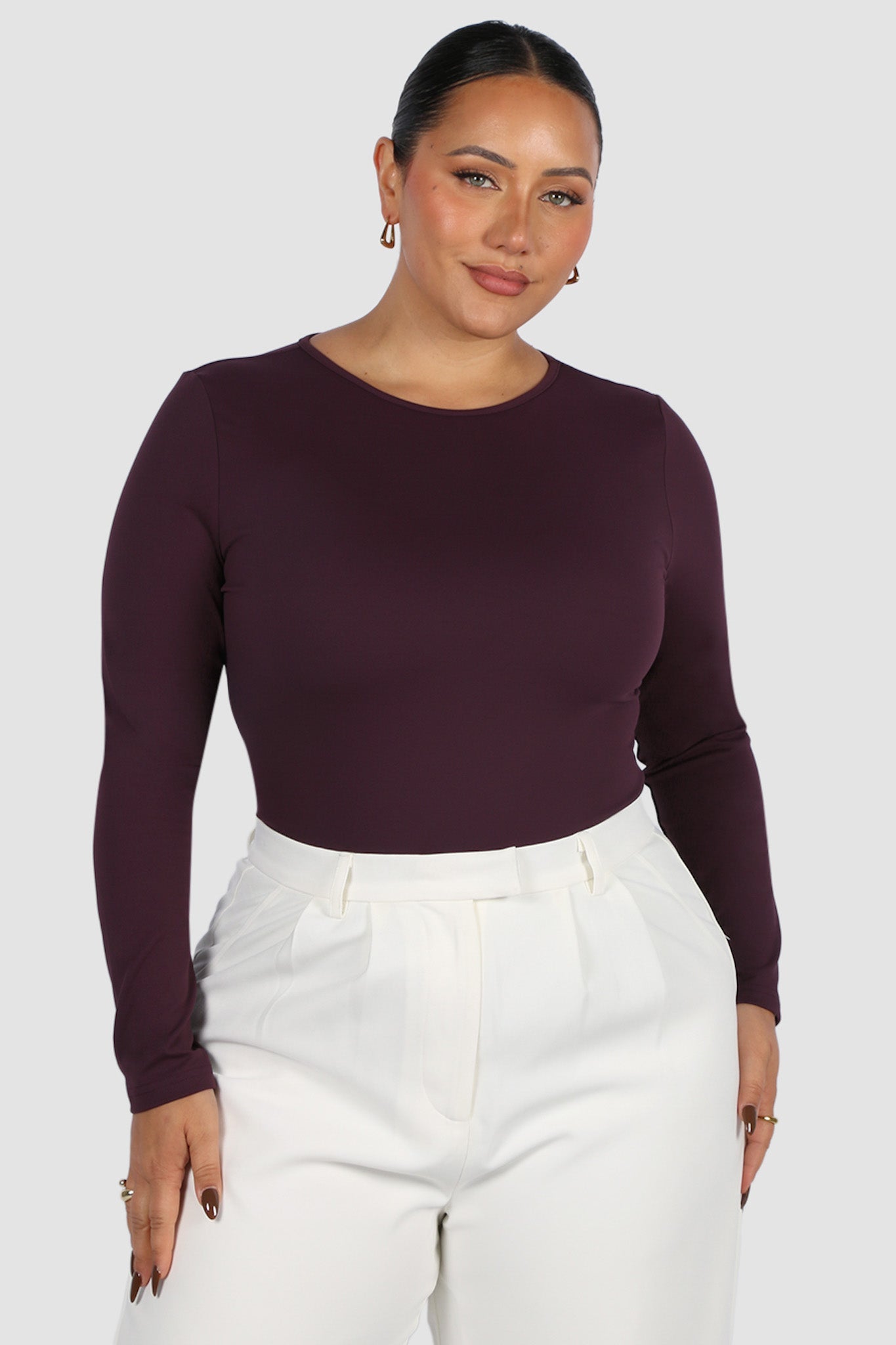 L/S BODYSUIT DEEP PLUM - Fayt The Label