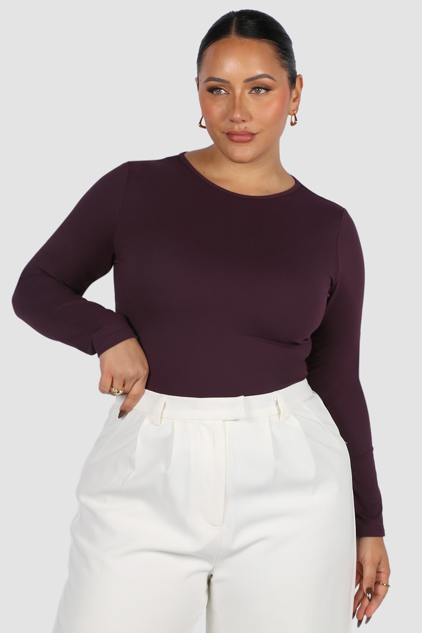 L/S BODYSUIT DEEP PLUM - Fayt The Label