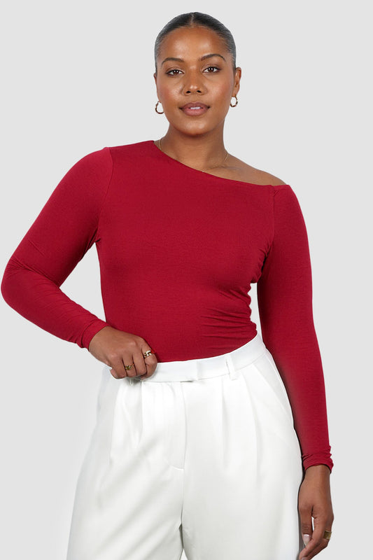 LULA LONG SLEEVE TOP CRIMSON - Fayt The Label