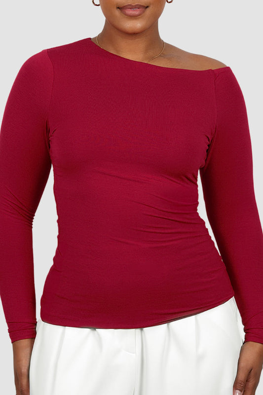 LULA LONG SLEEVE TOP CRIMSON - Fayt The Label