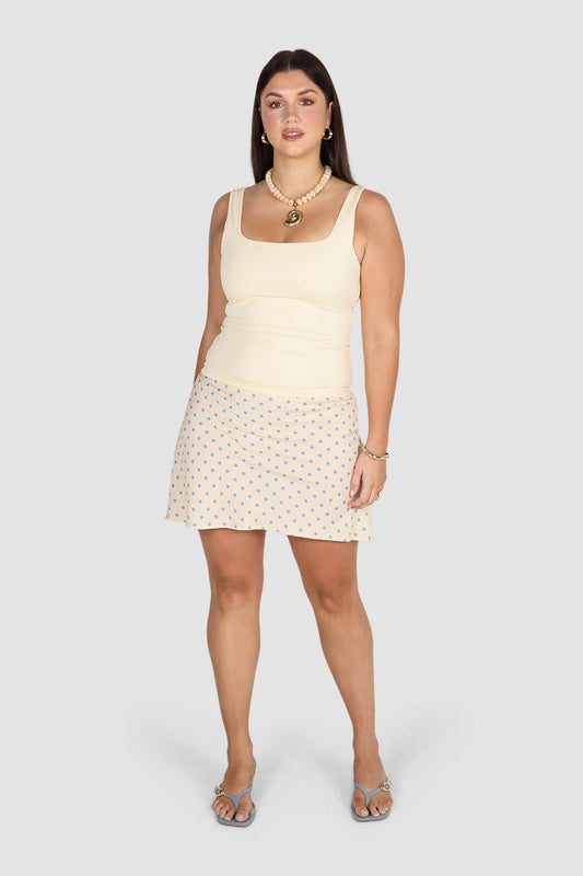 LULU MINI SKIRT BLUE POLKA - Fayt The Label