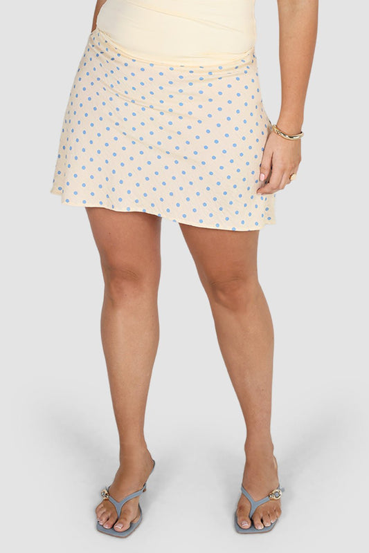 LULU MINI SKIRT BLUE POLKA - Fayt The Label
