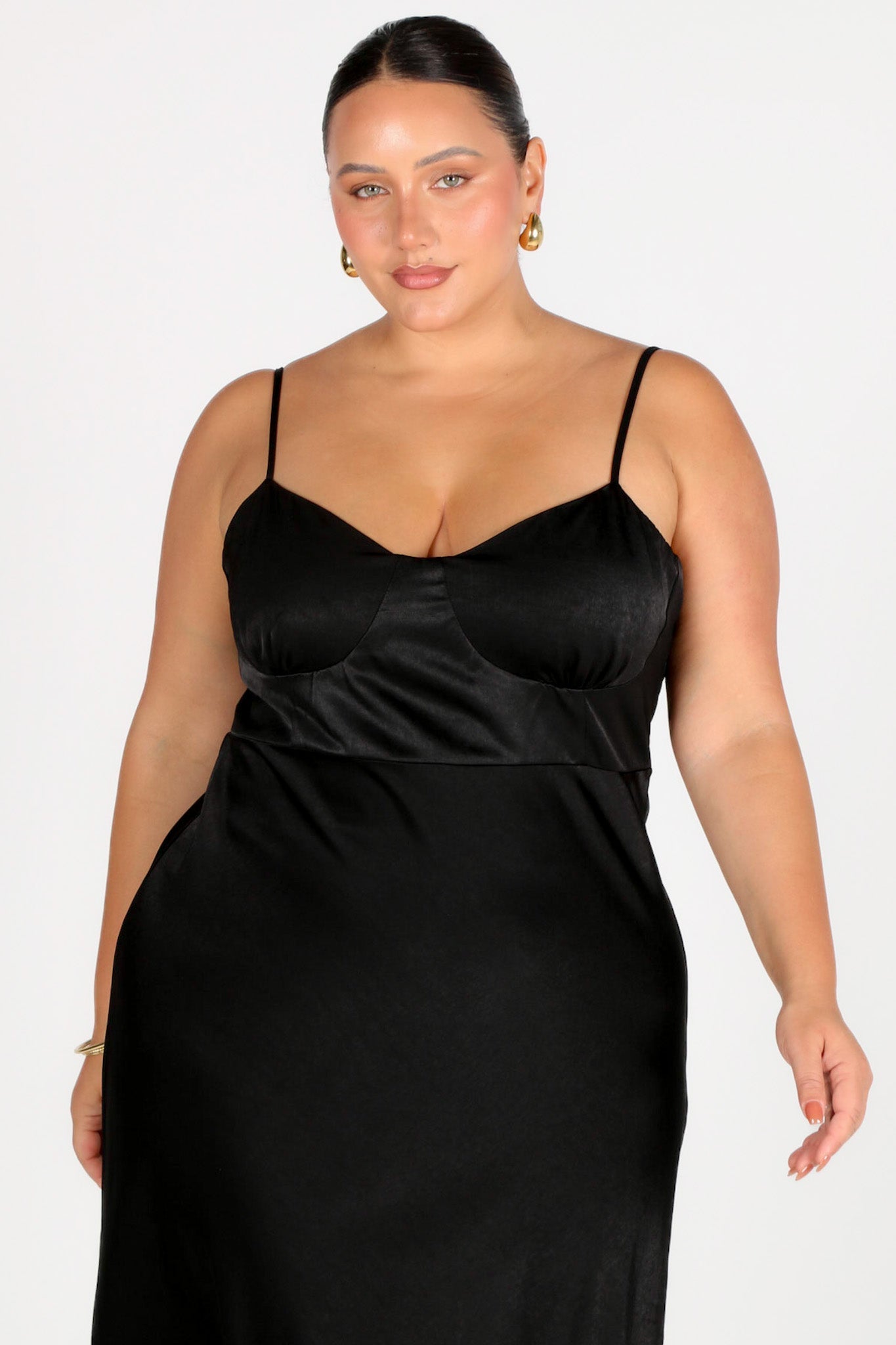 MARGOT SILKY SLIP MIDI DRESS BLACK - Fayt The Label