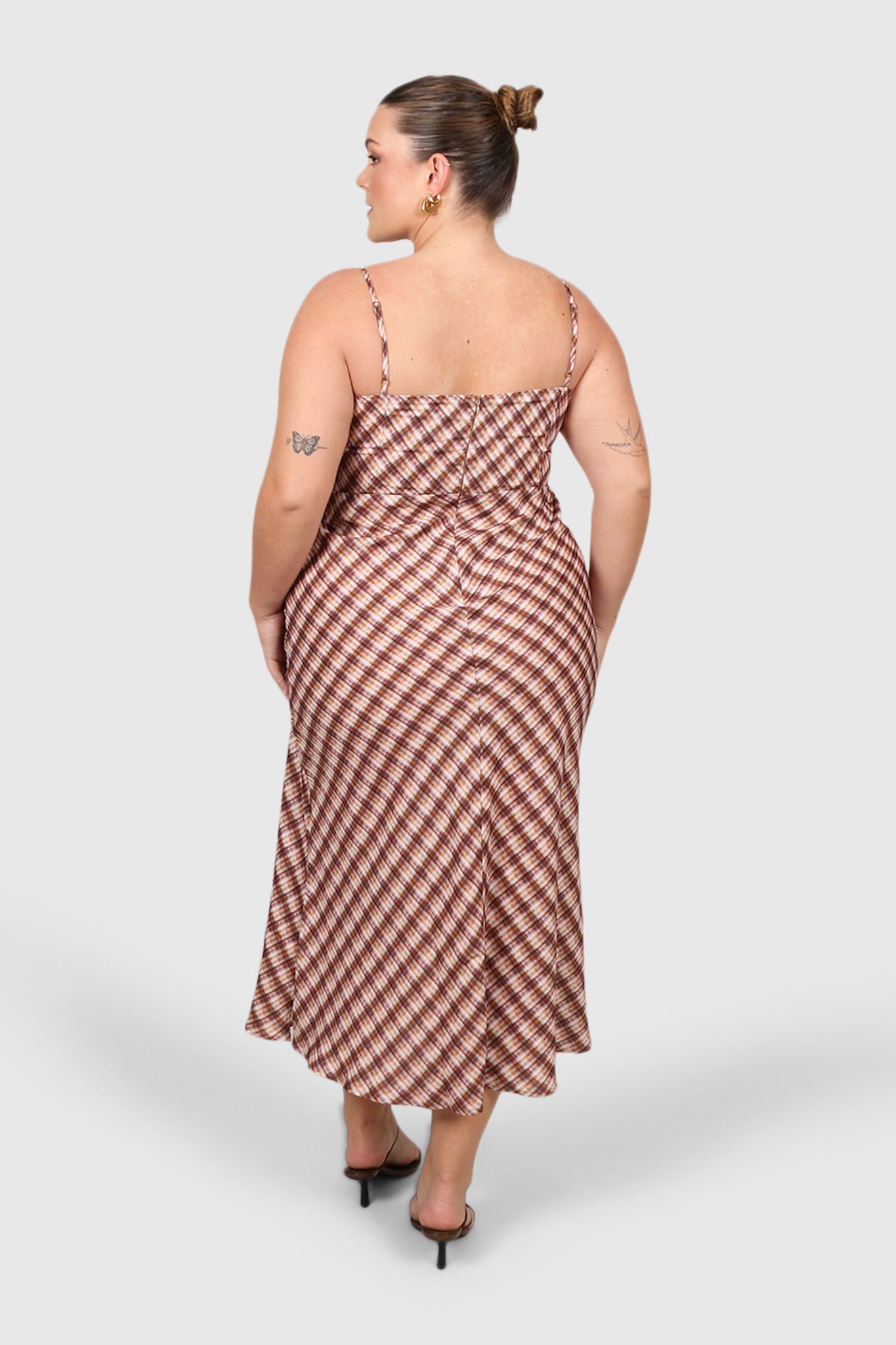 MARGOT SLIP MIDI DRESS BROWN CHECK Fayt The Label MARGOT SLIP MIDI DRESS BROWN CHECK Fayt The Label