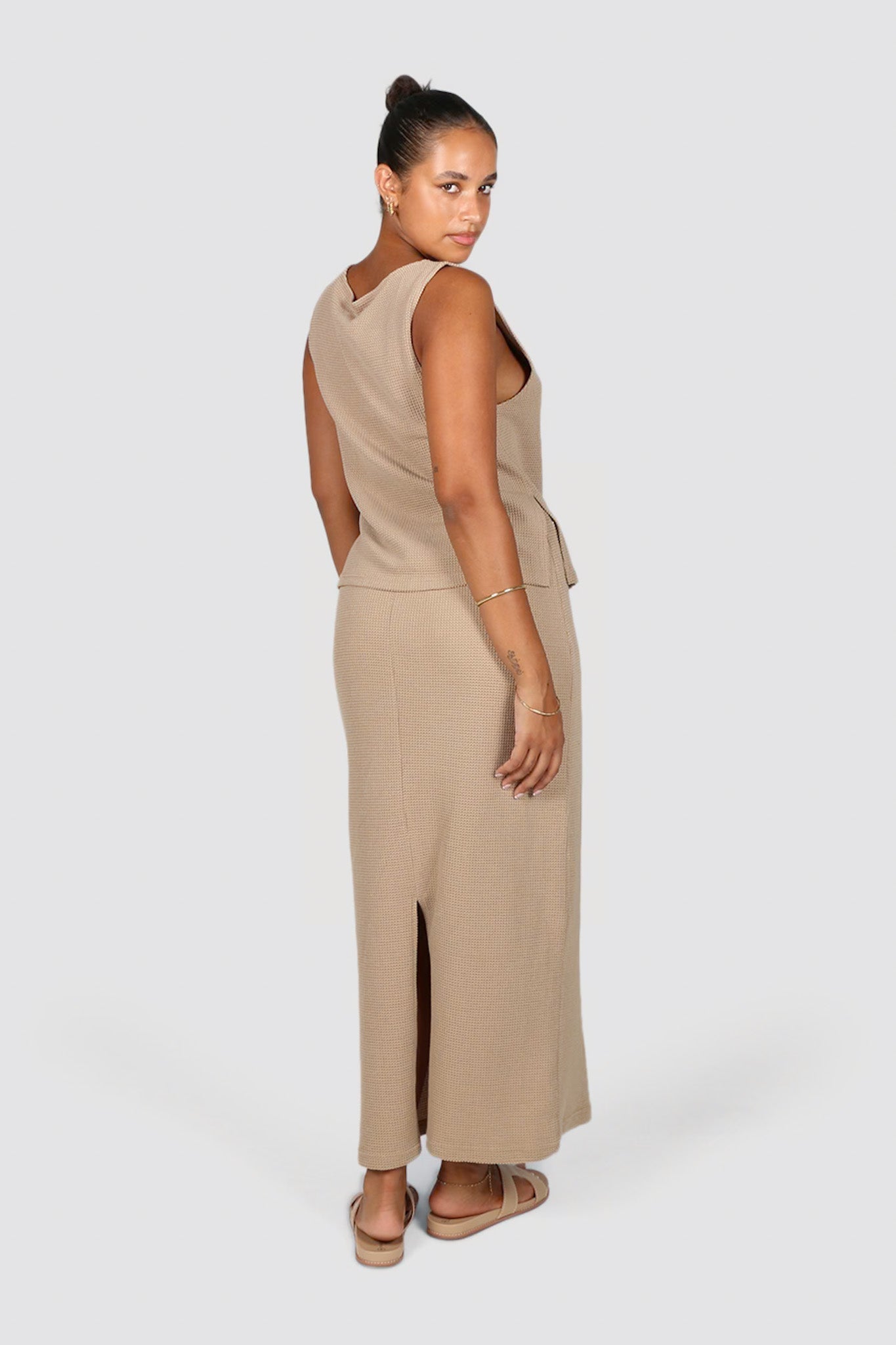 MARLEY WAFFLE MAXI SKIRT BISCUIT - Fayt The Label