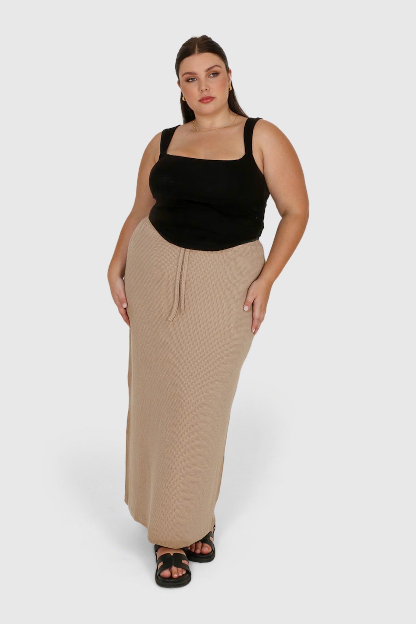 MARLEY WAFFLE MAXI SKIRT BISCUIT - Fayt The Label