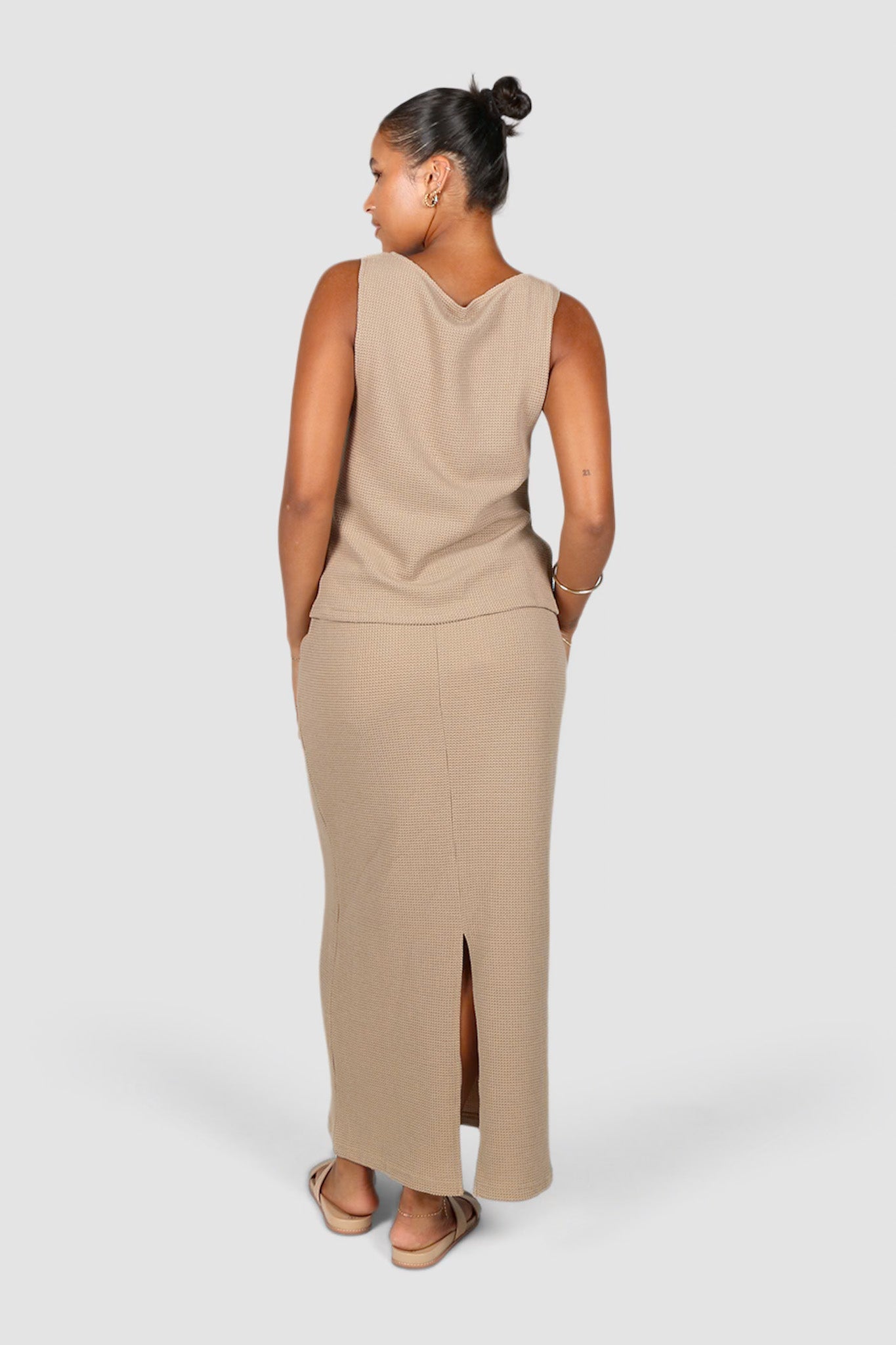 MARLEY WAFFLE MAXI SKIRT BISCUIT - Fayt The Label