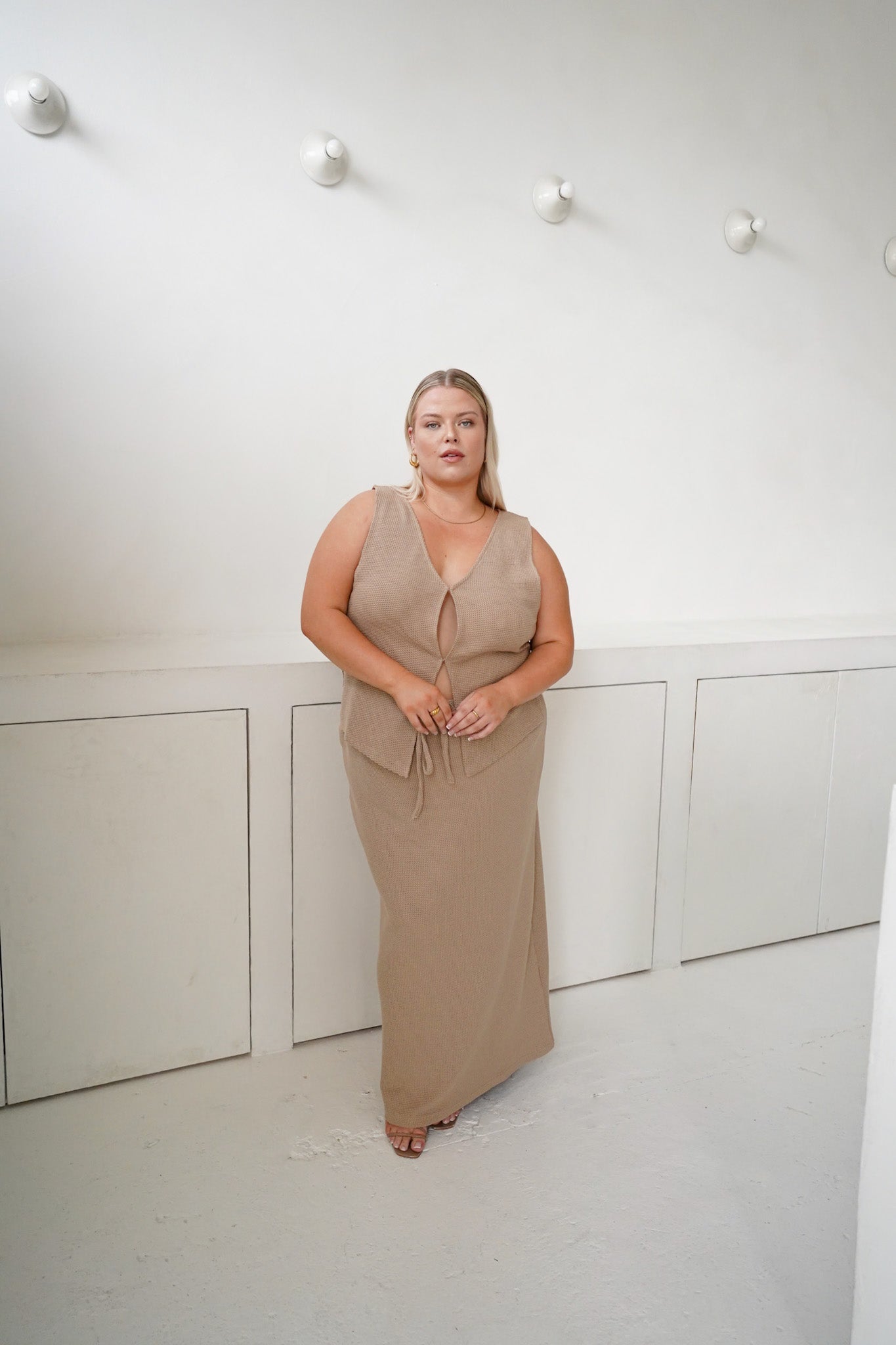 MARLEY WAFFLE MAXI SKIRT BISCUIT - Fayt The Label