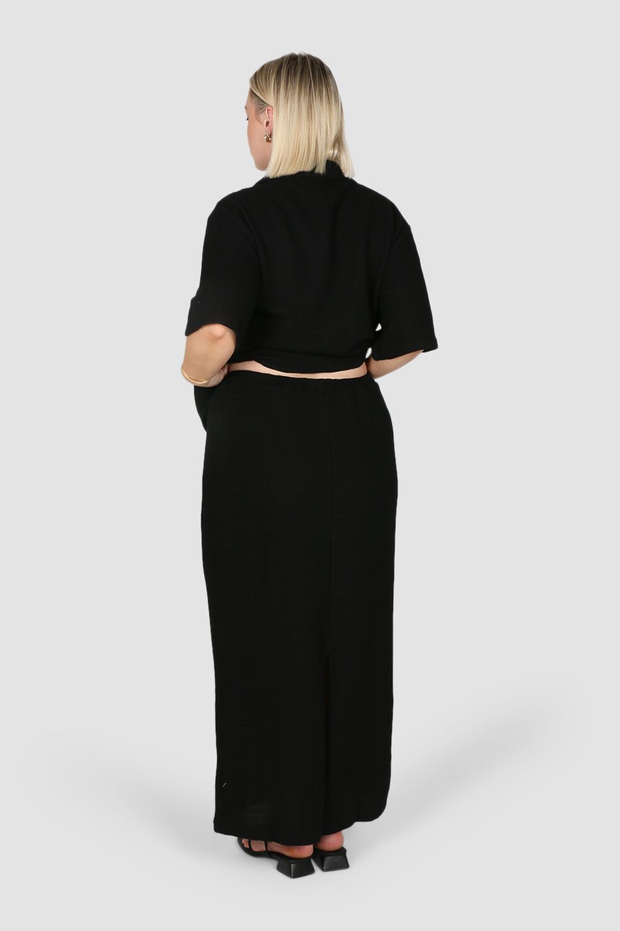 MARLEY WAFFLE MAXI SKIRT BLACK - Fayt The Label