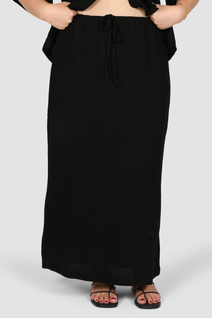 MARLEY WAFFLE MAXI SKIRT BLACK - Fayt The Label