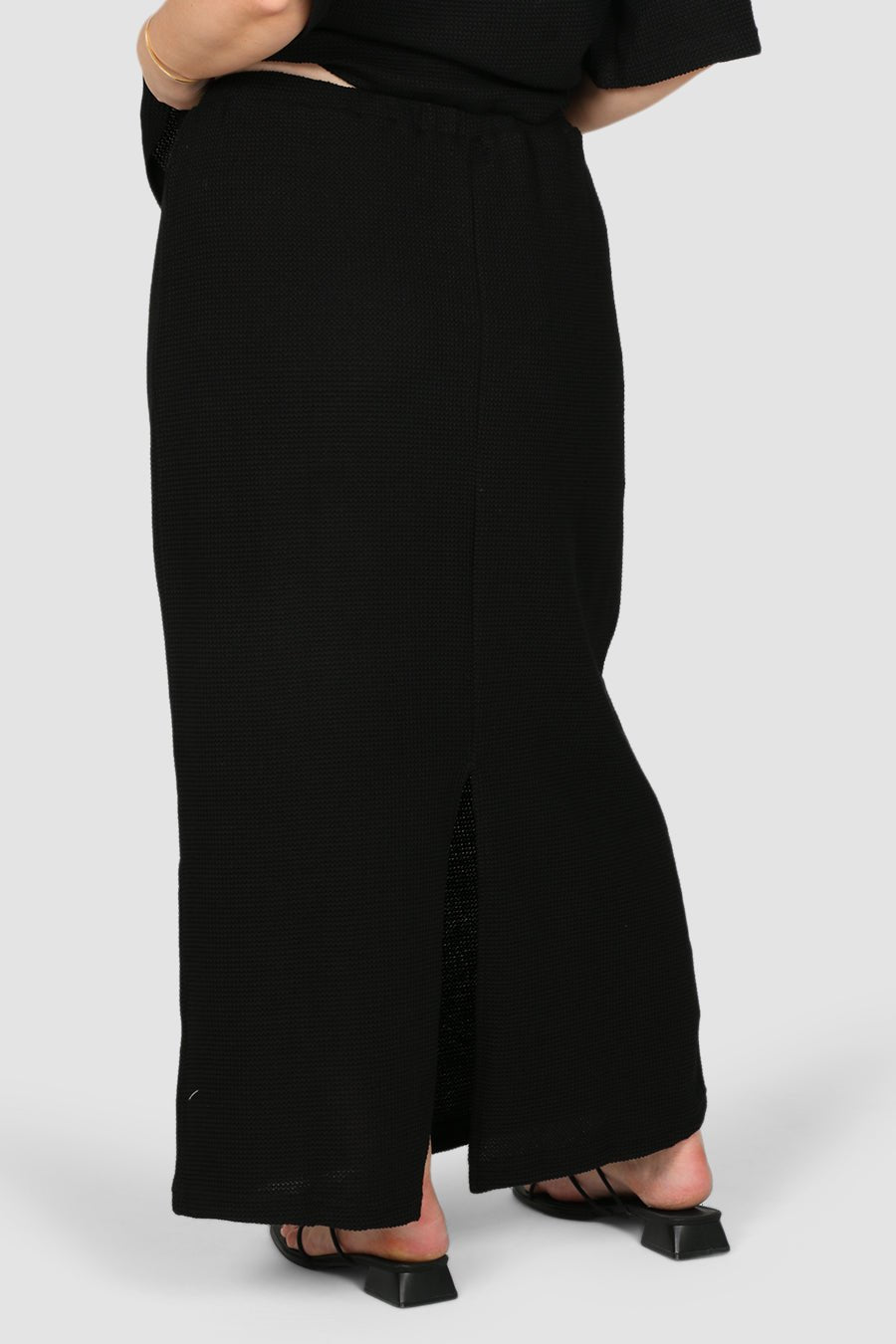 MARLEY WAFFLE MAXI SKIRT BLACK - Fayt The Label